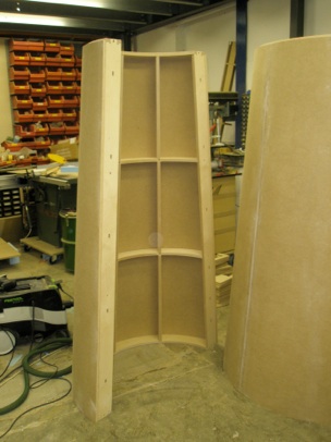 Conical column casing with the outer skin attached