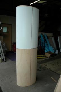 An eliptical column casing measuing over 3000mm tall destined for Heathrow airport