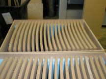 Boxes of laminated MDF locker doors